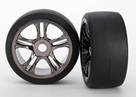 Traxxas Tires & Wheels Slicks S1/S-Spoke Black Chrome Rear (2) XO-1