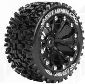 Louise 1:10 ST-Upphill 2.8 inch Truck Tire Mounted on Black Rim - 1:2 Offset - Soft (2)